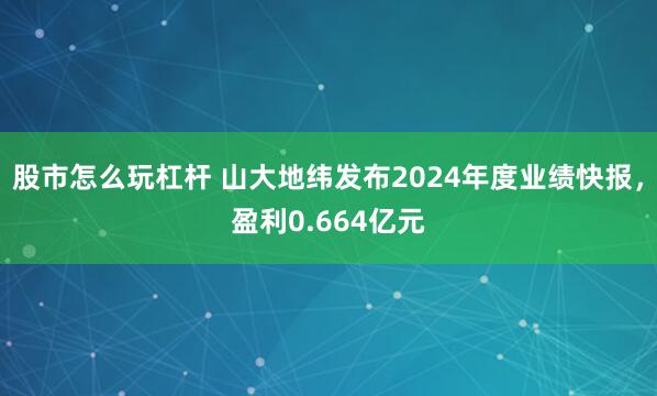 股市怎么玩杠杆 山大地纬发布2024年度业绩快报，盈利0.664亿元