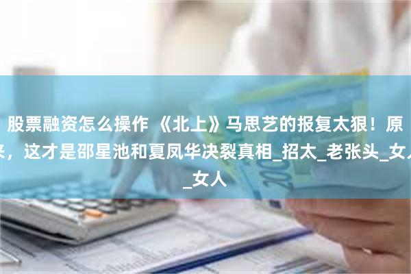 股票融资怎么操作 《北上》马思艺的报复太狠！原来，这才是邵星池和夏凤华决裂真相_招太_老张头_女人