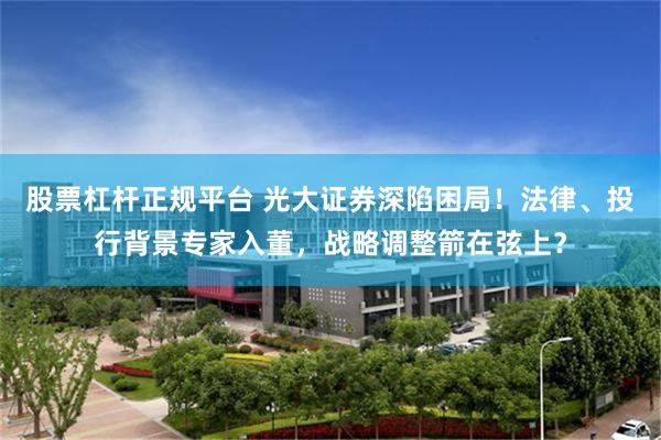 股票杠杆正规平台 光大证券深陷困局！法律、投行背景专家入董，战略调整箭在弦上？