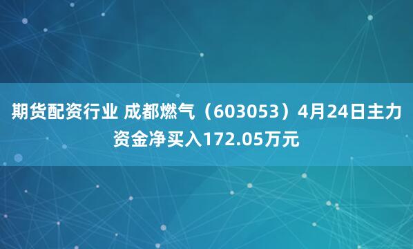 期货配资行业 成都燃气（603053）4月24日主力资金净买入172.05万元